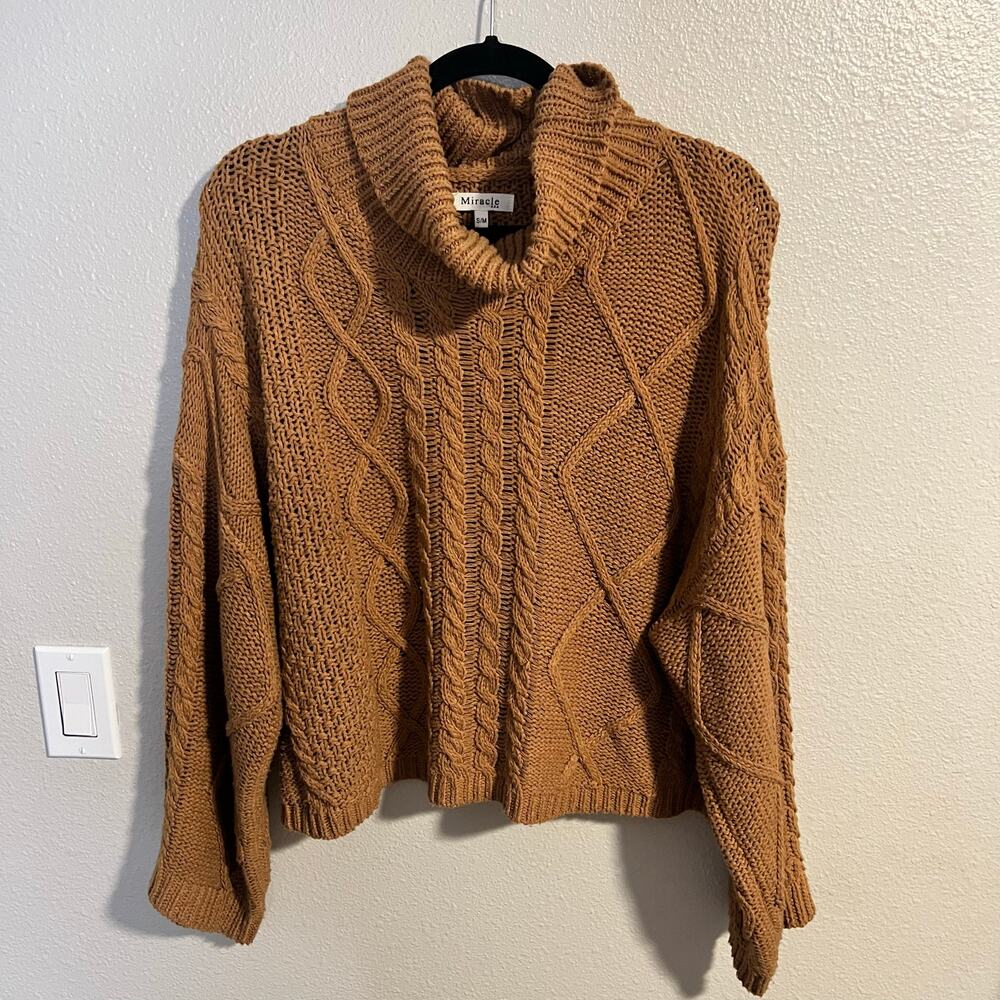 Miracle Boutique Chunky Knit Tan Sweater Size S/M